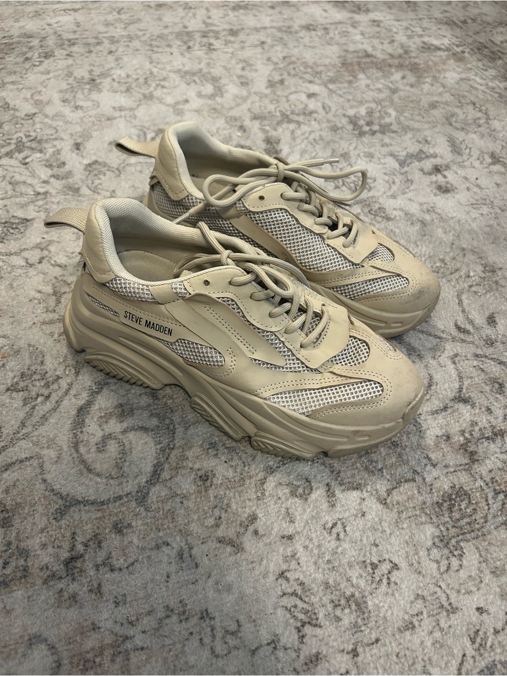 Steve Madden Cream Chunky Mesh Sneakers